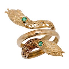 Emerald Yellow Gold Snake Ring c1970s