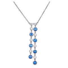 Tiffany & Co. Gem Set Sapphire Diamond Platinum Pendant