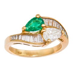 Emerald Diamond Bypass Ring