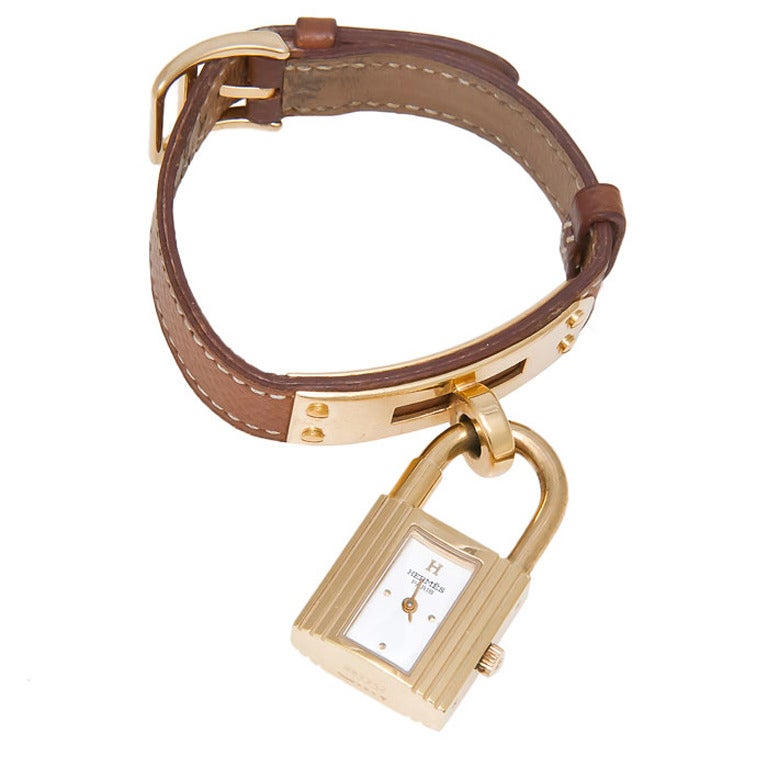Hermes GIlt Kelly Lock Wristwatch