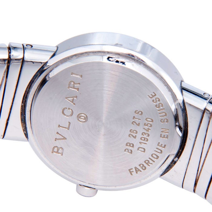 Bulgari Lady's Stainless Steel Tubogas Bangle Wristwatch In Excellent Condition In Chicago, IL