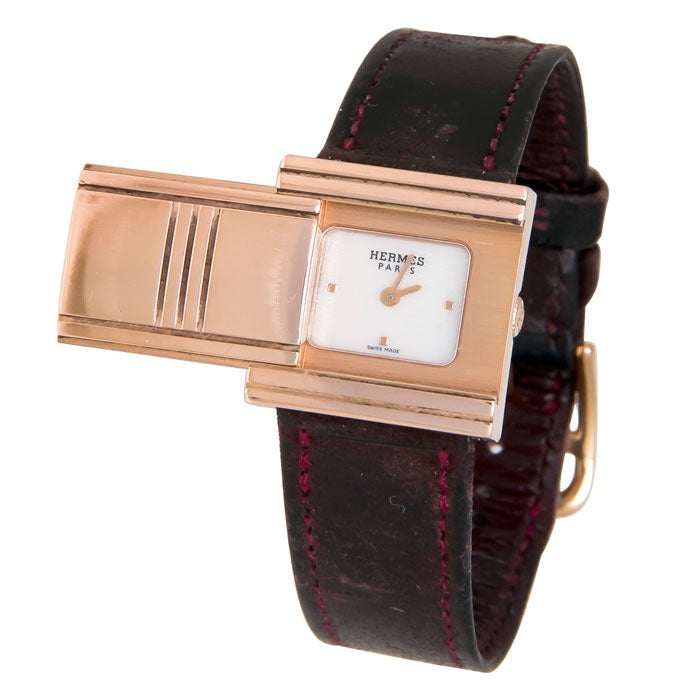 Hermes Lady's Rose Gold Glissade Wristwatch In Good Condition In Chicago, IL