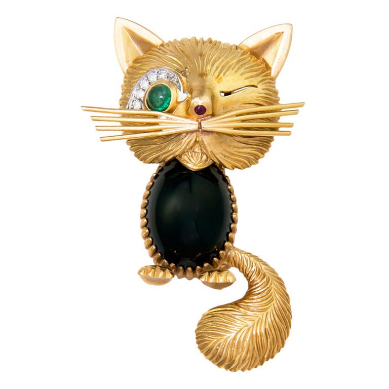 Van Cleef & Arpels Broche Chat qui cligne des yeux