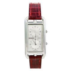 Hermes Edelstahl Cape Cod Dual Time Zone Armbanduhr für Damen