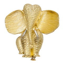 Henry Dunay Gold Platinum Elephant Brooch