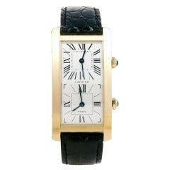 Montre-bracelet Cartier en or jaune à double fuseau horaire