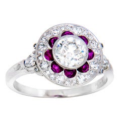 1930s Ruby Diamond Platinum Ring