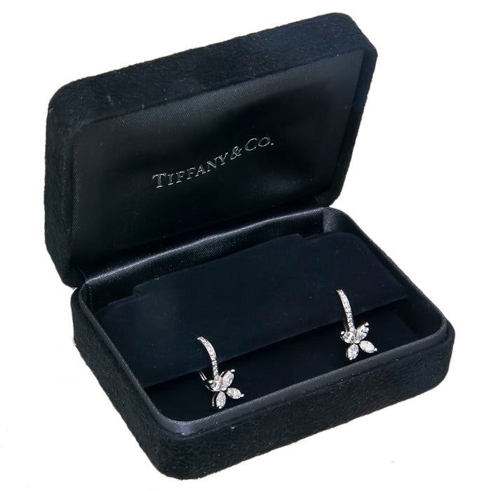 Circa: 2013 Platinum and Diamond Earrings from the Victoria Collection by Tiffany & Company. These are New Never worn. Diamond Weight totals .85 carat. Retail new is $5800.00