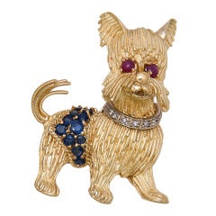 Vintage Gold and Gem set Scottie Dog Brooch