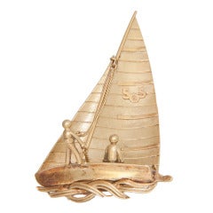 French Articulated Sail Boat Brooch