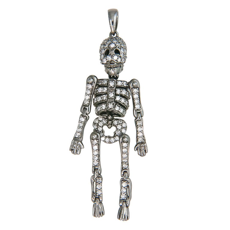 Whimsical Gold & Diamond Articulated Skeleton pendant