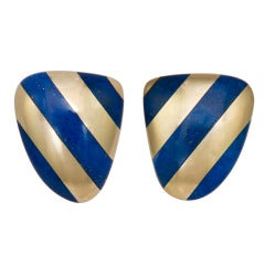 Tiffany Lapis Gold Ear Clips