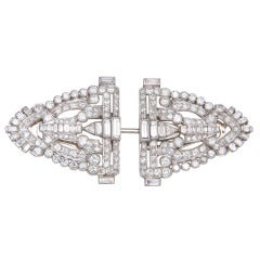 Art Deco Diamond Platinum Dress Clips