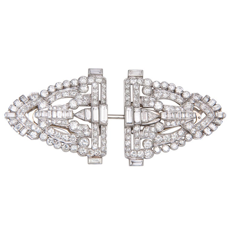Art Deco Diamond Platinum Dress Clips