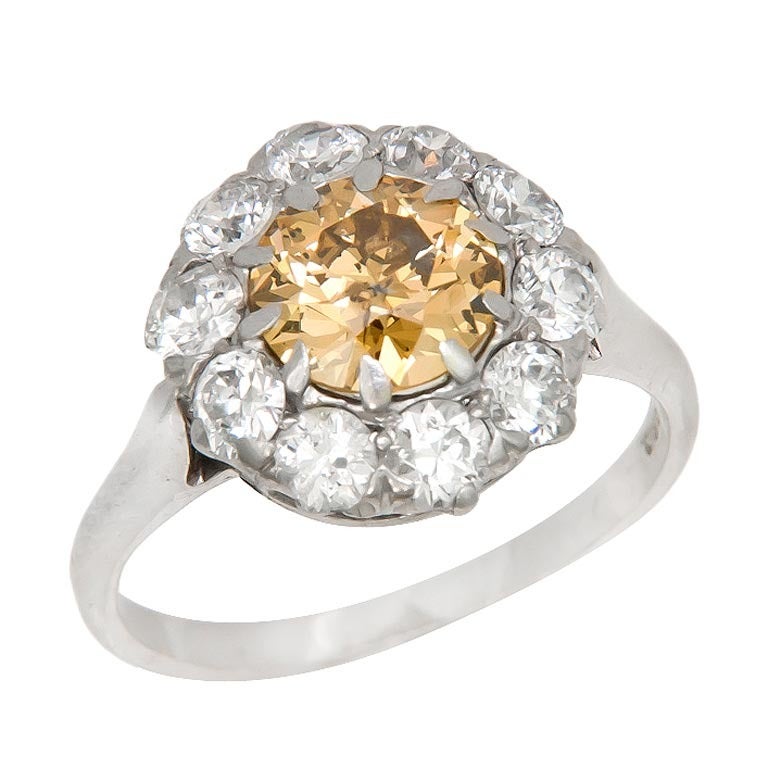 Circa: 1920 Fancy Brownish Yellow Diamond Ring