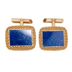 Large Lapis Gold Cufflinks with Important Baseball History