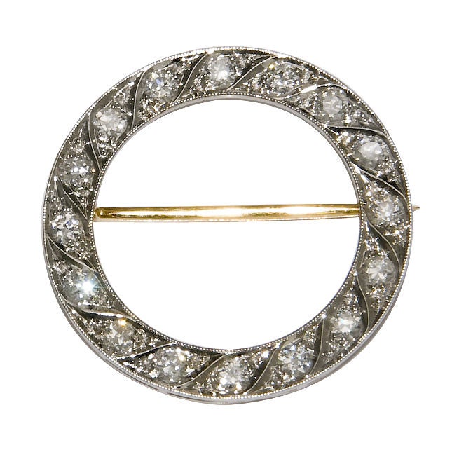 Antique Tiffany & Company Platinum & Diamond Circle Pin