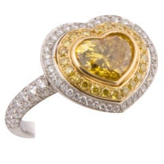 Fancy Yellow Diamond and Platinum Ring
