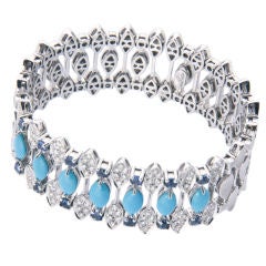 Fabulous Turquoise, Daimond and Sapphire Bracelet
