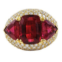 Magnificent Rubellite and Diamond Ring