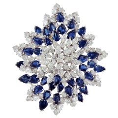 Fabulous Diamond and Sapphire Brooch