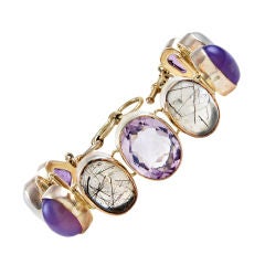 Multi-Gem Silver Bracelet