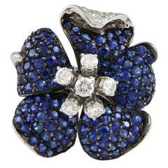 Diamond and Sapphire Flower Ring