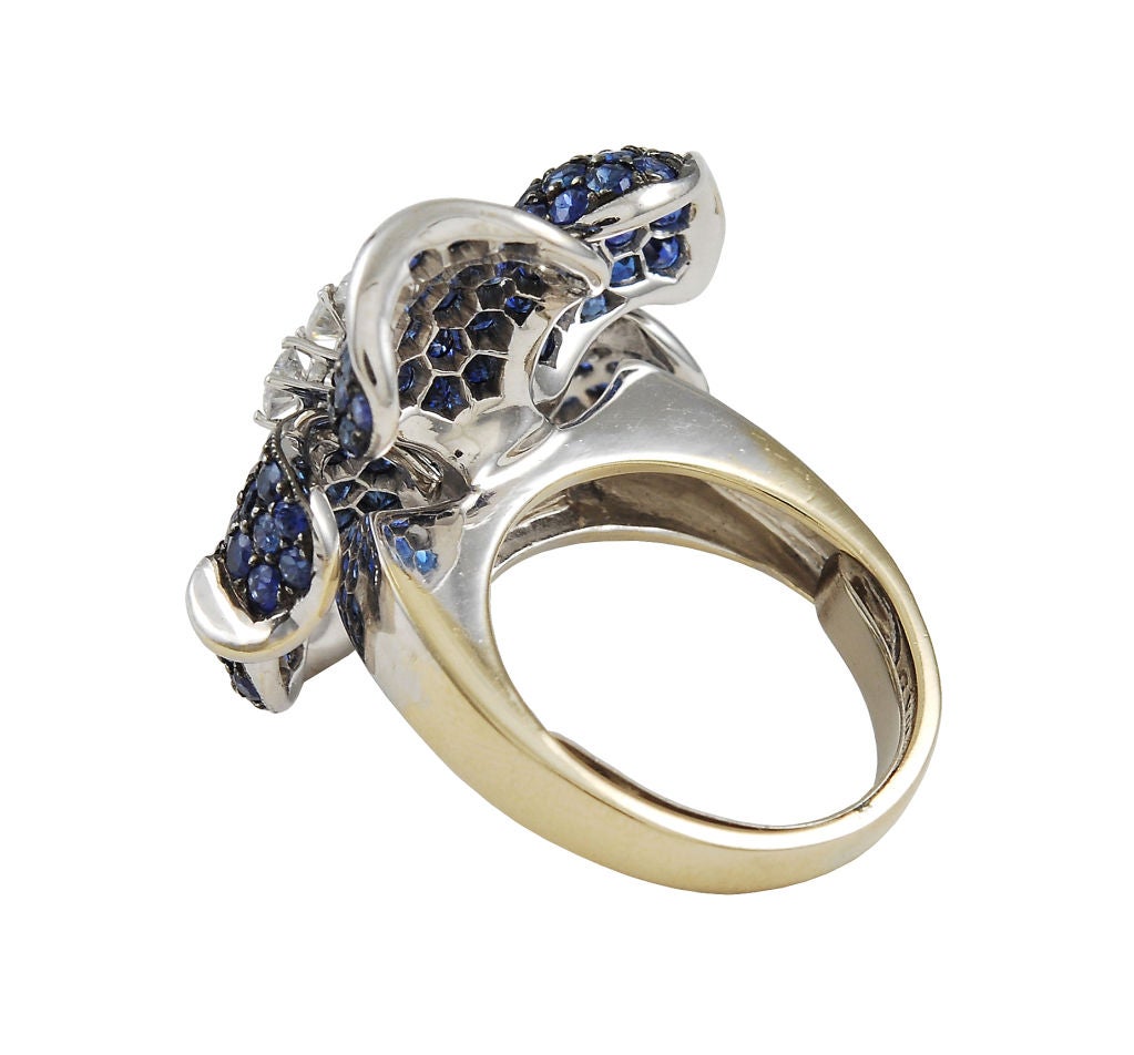 Diamond and Sapphire Flower Ring