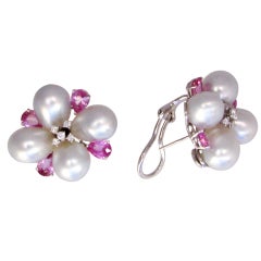 Pearl, Sapphire and Diamond Earrings Pearl, Sapphire and Diamond Earrings