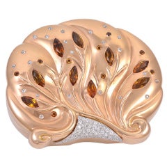 Pink Gold Compact with Diamonds and Citrines