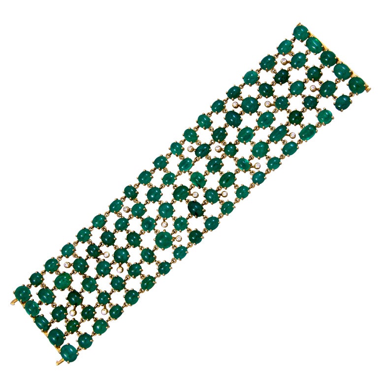 Emerald and Diamond Bracelet For Sale