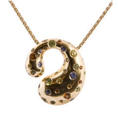 18K Gold "de Grisogono" Pendant Necklace with Sapphires