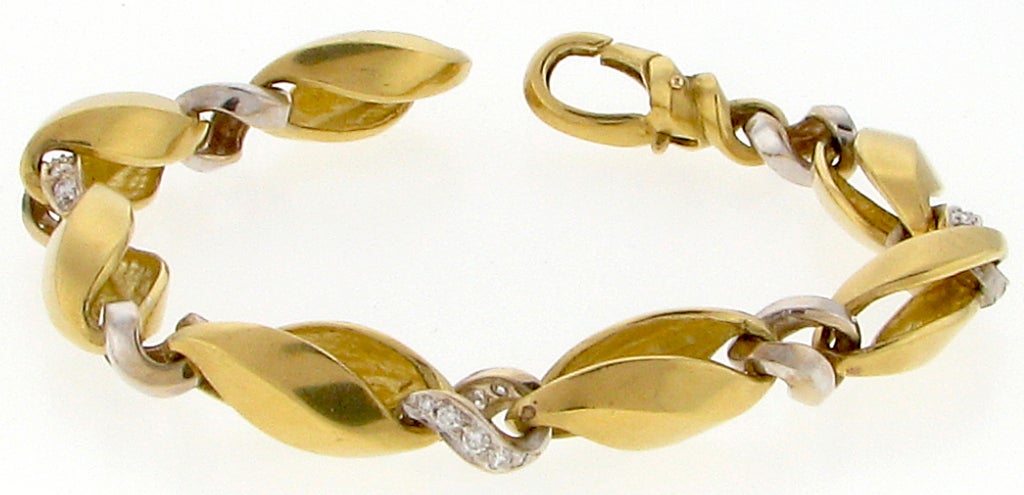 18k link bracelet white and yellow gold signed seidengang
