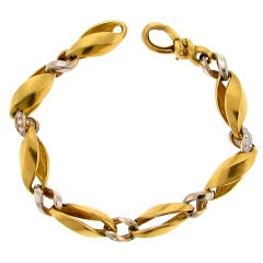 Vintage  Gold Seidengang Fancy Link Bracelet