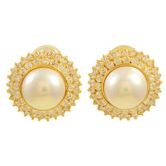 1980s South Sea Pearl and Diamond Earrings 1980s South Sea Pearl and Diamond Earrings