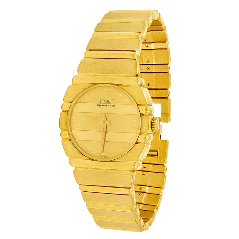 Piaget Yellow Gold Polo Bracelet Watch circa 1980s For Sale