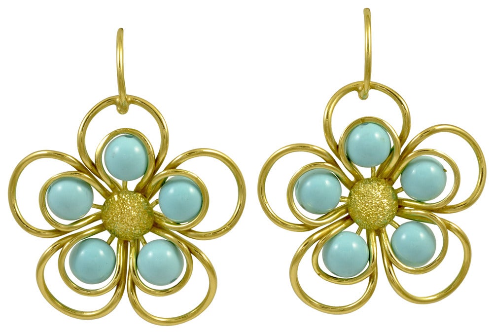 Turquoise and Diamond Fowler Earrings
