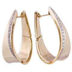 18K Gold and Diamond Hoop Earrings
