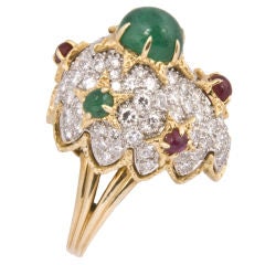 Multi-Gem 18K Gold Bombe Ring