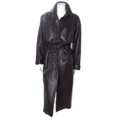 80's Hermés Black Lamb Skin Leather Coat