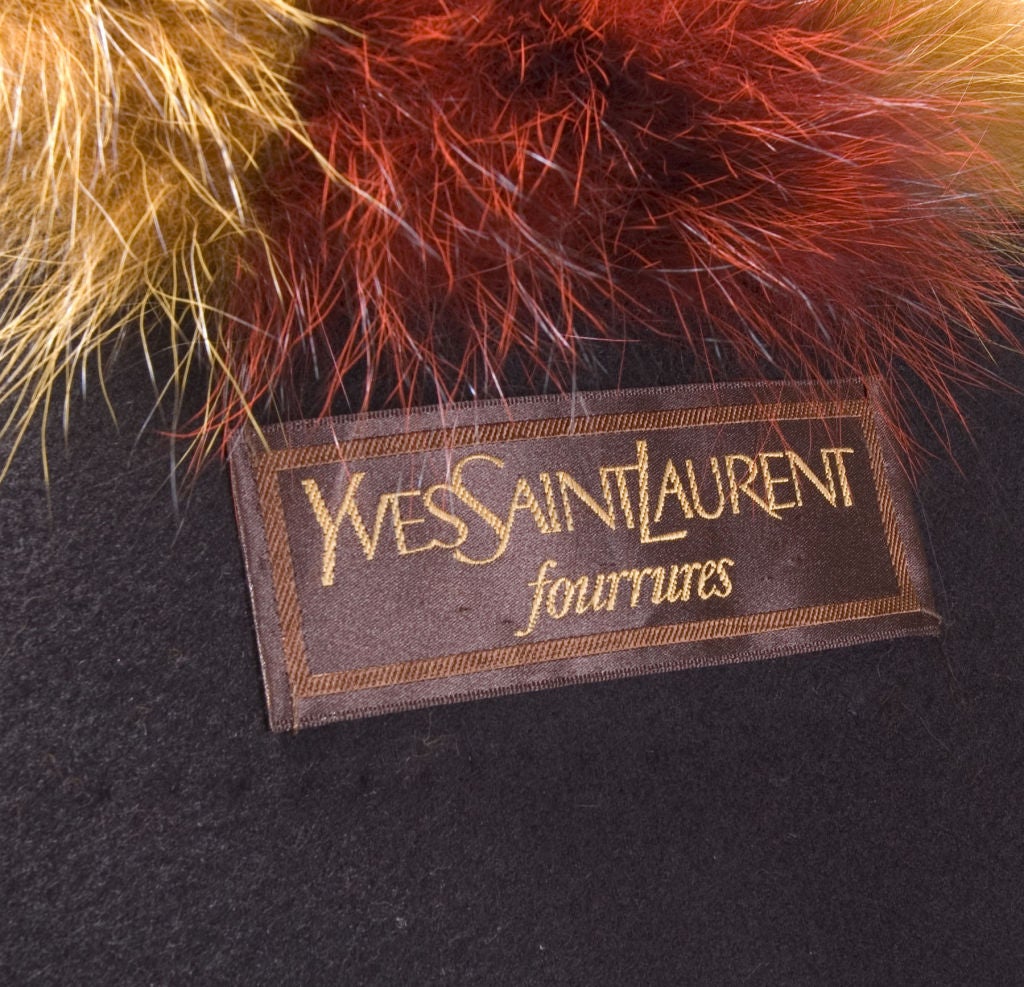 Yves Saint Laurent  Cashmere Cape with Dyed Silver Fox For Sale 5