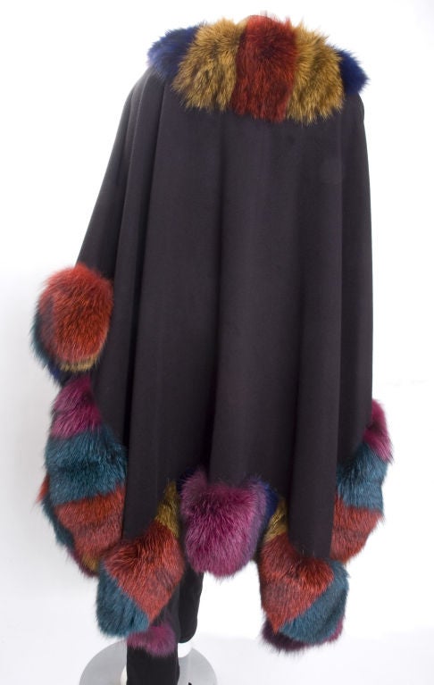 Yves Saint Laurent  Cashmere Cape with Dyed Silver Fox For Sale 3