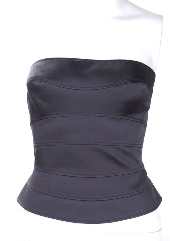 90' Thierry Mugler Couture Black Silk Bustier