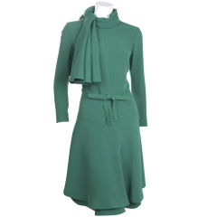 Vintage 70's Christian Dior Haute Couture Dress with Scarf