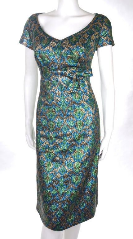 Charles Ritter Couture Brocade Cocktail Dress For Sale at 1stDibs
