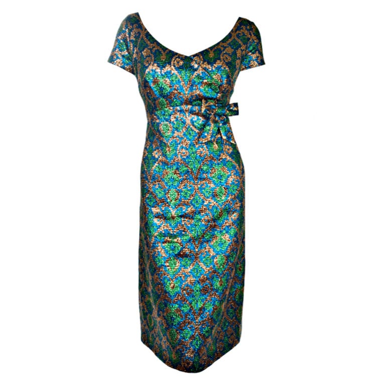 Charles Ritter Couture  Brocade Cocktail Dress For Sale