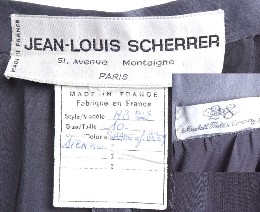 70's Jean Louis Scherrer Silk Ensemble In Shades of Gray For Sale 5