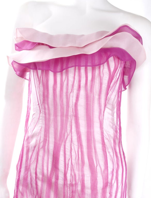 Pink 80's Hanae Mori Bustier Evening Gown For Sale