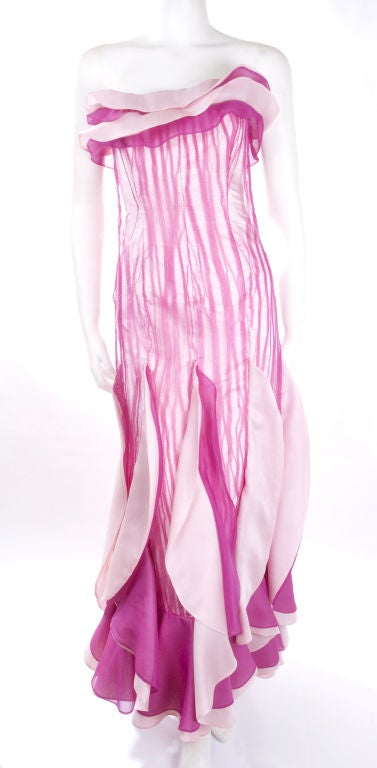 80's Hanae Mori Bustier Evening Gown In Good Condition For Sale In Hamburg, Deutschland