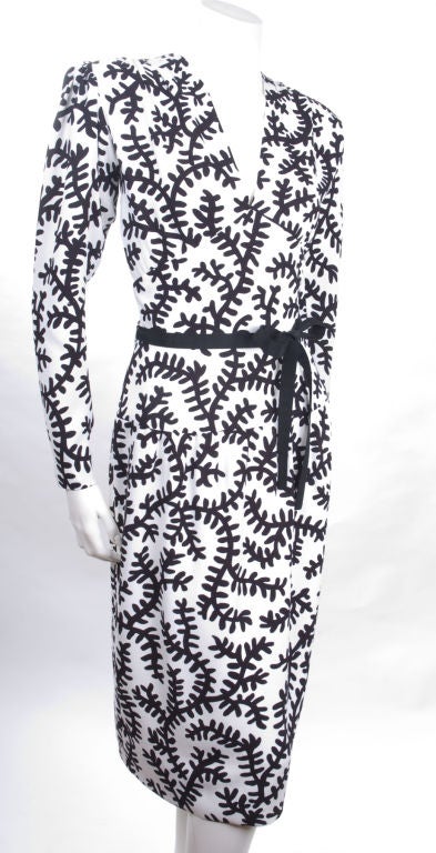 Vintage 80's Yves Saint Laurent Dress in Black and White. For Sale 1